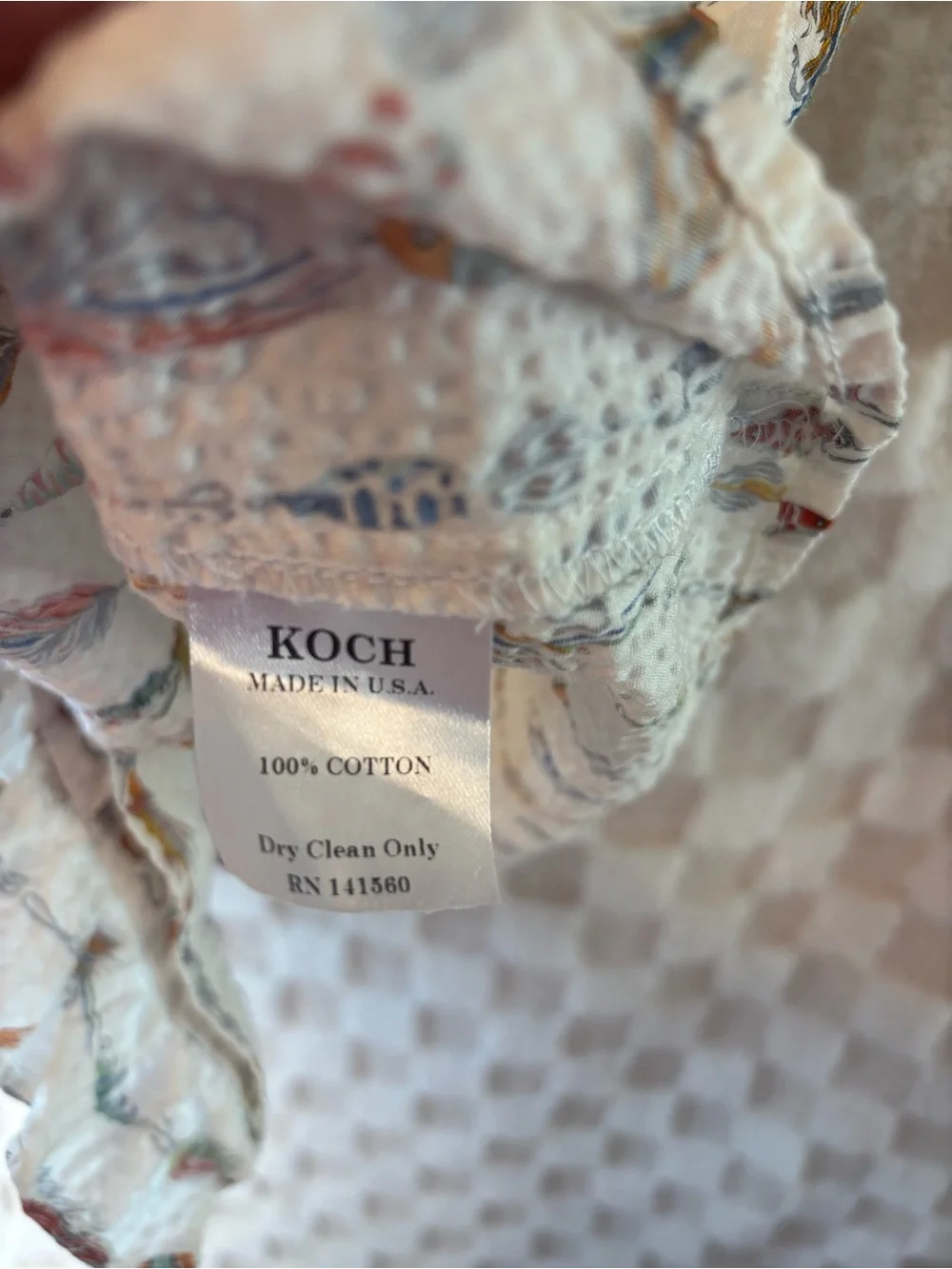 Koch off White Feather/Fishing Print Flutter Sleeves Women’s Top size XS